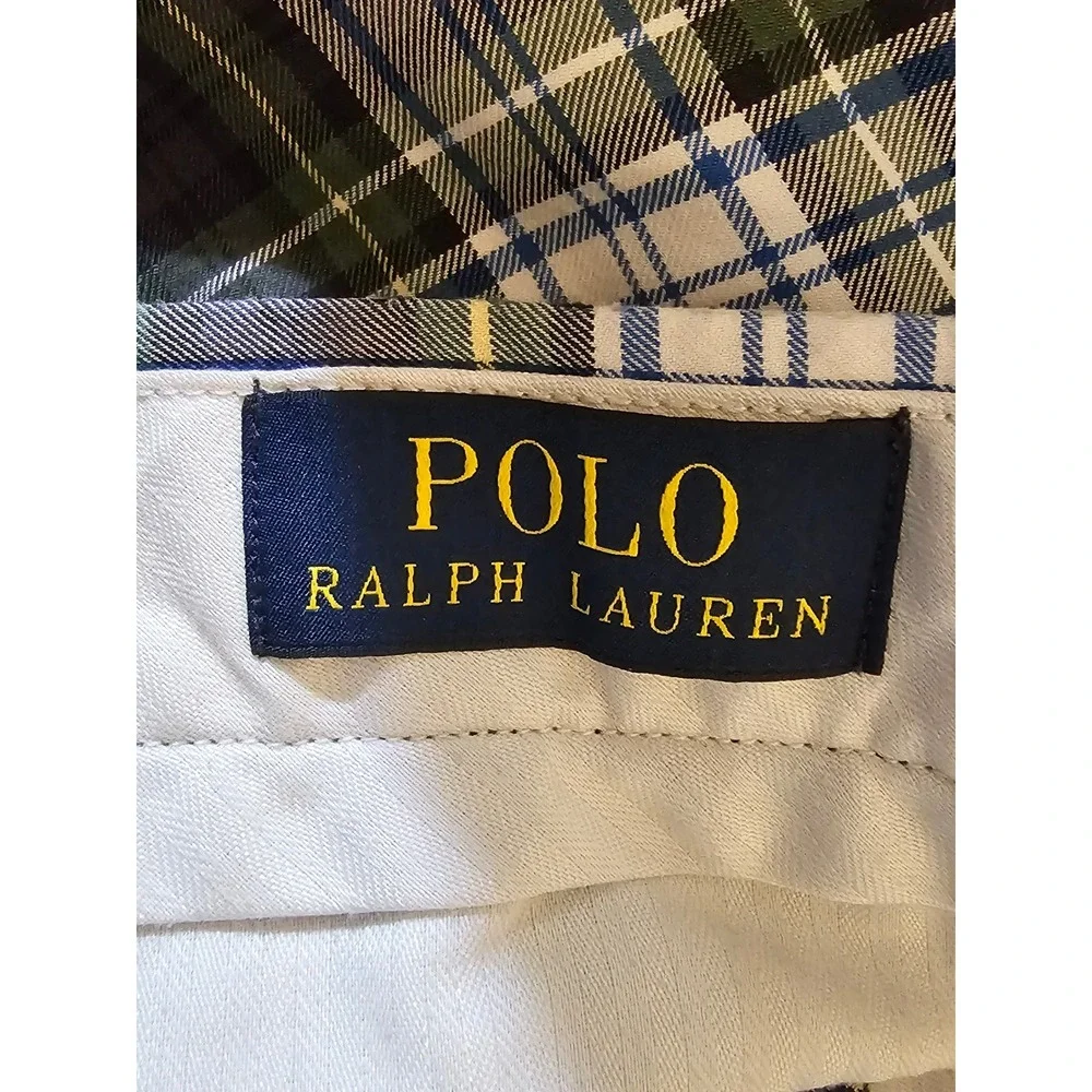 Polo Ralph Lauren Mens Blue Green‎ Plaid Chino Shorts 32